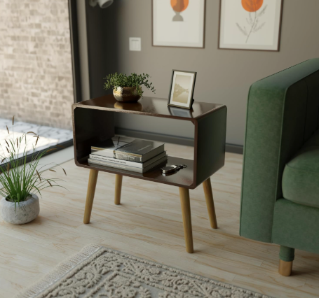 Retro Bookcase Nightstand, End Table,Bed Side Table for Small Spaces Magazine Stand with Storage Engineered Wood Wooden Bedside Table, Coffee Table, Living Room/Bedroom