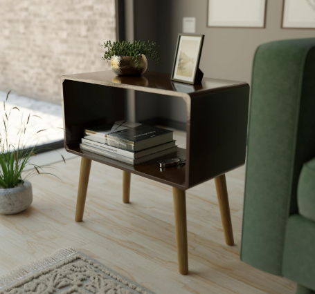 Retro Bookcase Nightstand, End Table,Bed Side Table for Small Spaces Magazine Stand with Storage Engineered Wood Wooden Bedside Table, Coffee Table, Living Room/Bedroom