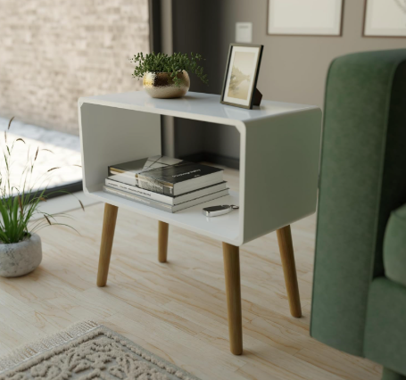 Retro Bookcase Nightstand, End Table,Bed Side Table for Small Spaces Magazine Stand with Storage Engineered Wood Wooden Bedside Table, Coffee Table, Living Room/Bedroom