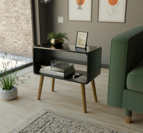 Retro Bookcase Nightstand, End Table,Bed Side Table for Small Spaces Magazine Stand with Storage Engineered Wood Wooden Bedside Table, Coffee Table, Living Room/Bedroom