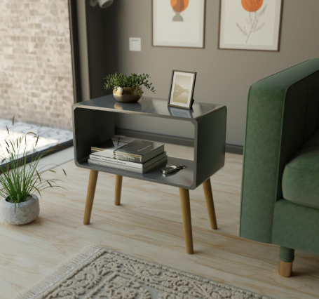 Retro Bookcase Nightstand, End Table,Bed Side Table for Small Spaces Magazine Stand with Storage Engineered Wood Wooden Bedside Table, Coffee Table, Living Room/Bedroom