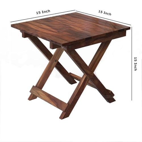 Folding Coffee Table/Tea Table,Outdoor Wooden Square Portable End Table/Picnic Table for Camping & Dining/Balcony and Garden Bistro Side Table