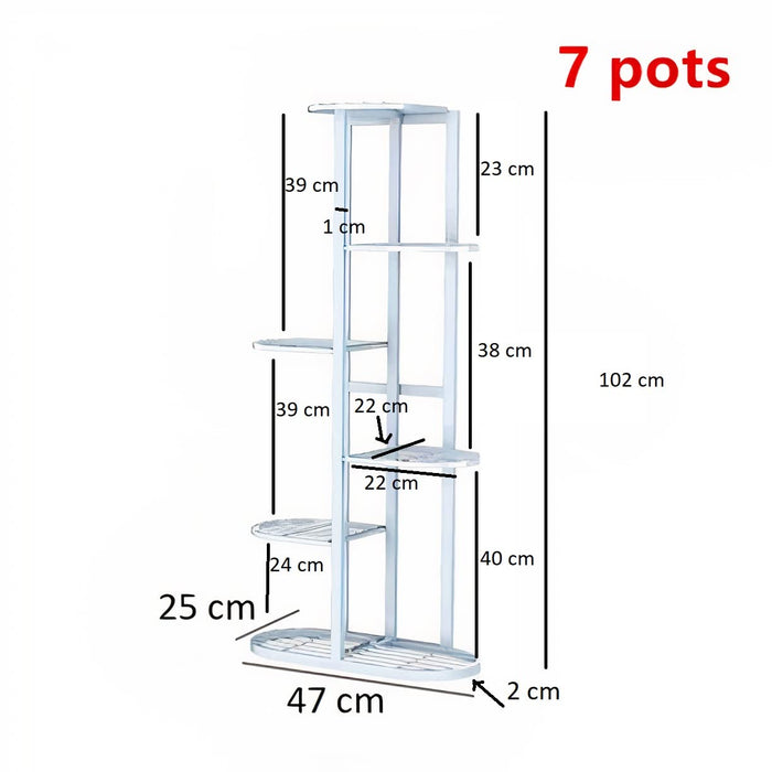 Macklet Metal 6 Tier 7 Potted Plant Stand Multiple Flower Pot Holder Shelves Planter Rack Storage Organizer Display For Indoor Outdoor Garden Balcony Size- Hxl 41X18 Inch (Color Available White, Black, Gold)