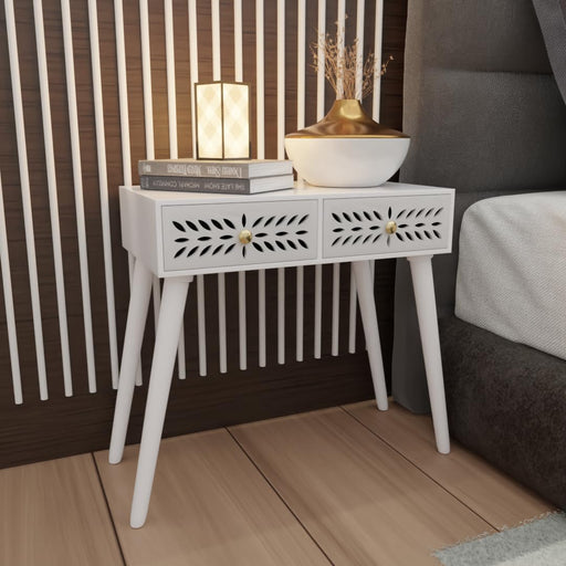 2 Drawer End Table for Bedroom, Small Side Table with 2 Drawers, Night Stand, End Table with Wooden Legs for Bedroom, Living Room
