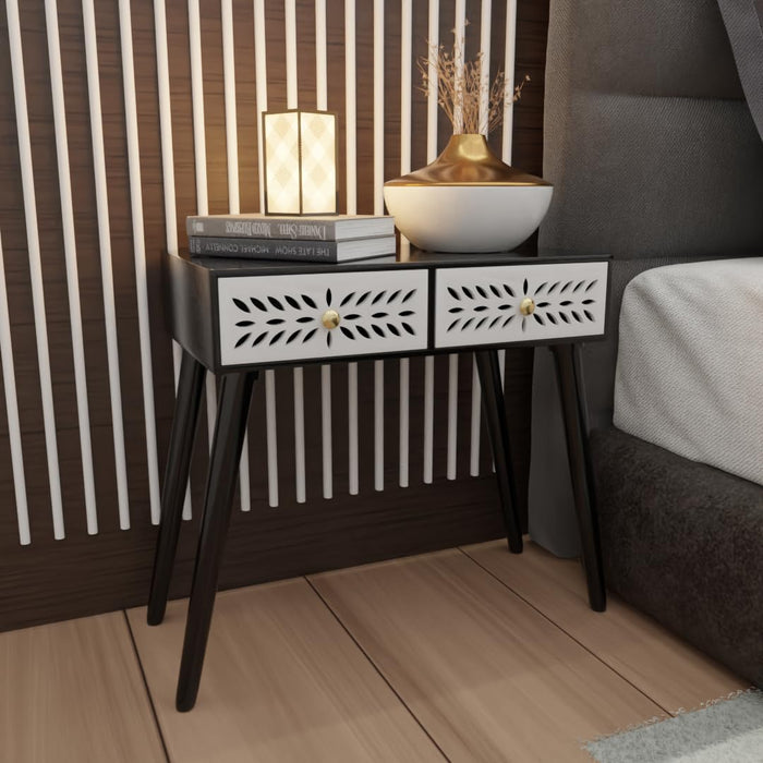 2 Drawer End Table for Bedroom, Small Side Table with 2 Drawers, Night Stand, End Table with Wooden Legs for Bedroom, Living Room