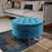 Modern Round Ottoman Footrest Stool for Living Room, Luxurious Button Tufted Coffee Table Ottoman with Solid Wood Legs, Upholstered Cocktail Footstool Center Table