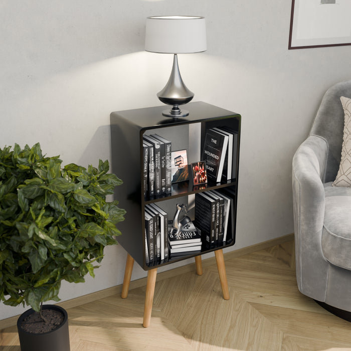 Bedside Table,Mid-Century Modern Bedside Table with Storage Open Shelf Wood Shelf,Small End Side Table with Decorative for Bedroom,Living Room