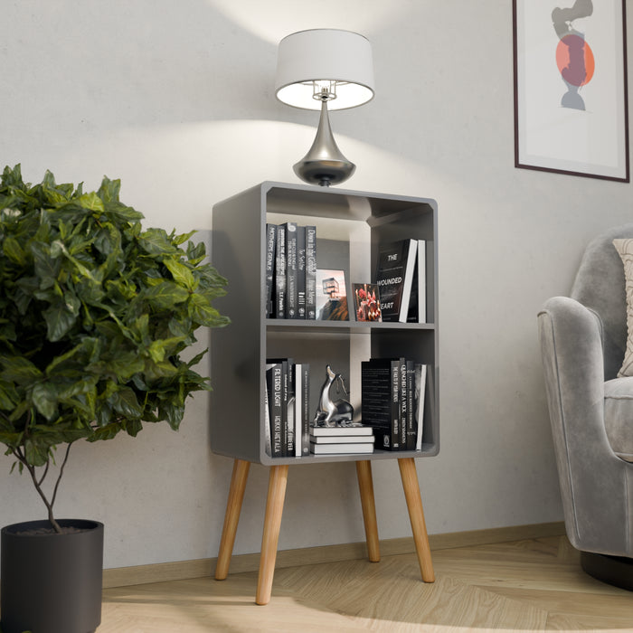 Bedside Table,Mid-Century Modern Bedside Table with Storage Open Shelf Wood Shelf,Small End Side Table with Decorative for Bedroom,Living Room
