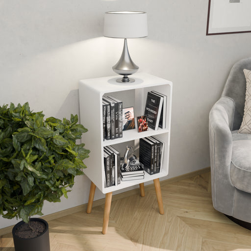 Bedside Table,Mid-Century Modern Bedside Table with Storage Open Shelf Wood Shelf,Small End Side Table with Decorative for Bedroom,Living Room