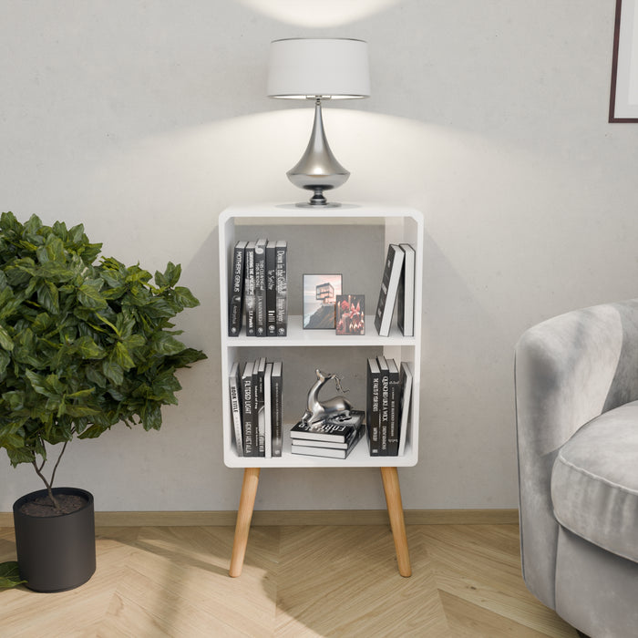 Bedside Table,Mid-Century Modern Bedside Table with Storage Open Shelf Wood Shelf,Small End Side Table with Decorative for Bedroom,Living Room