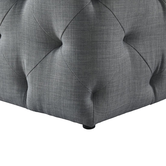 DOE BUCK SQUARE TUFTED VELVET OTTAMAN/POUFEE IN  LIGHT GREY