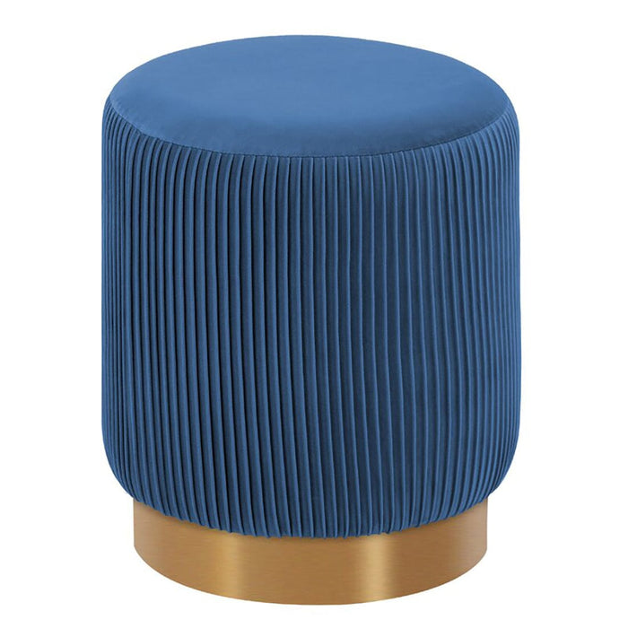 DOE BUCK ROUND  VELVET  GOLD OTTAMAN/POUFEE IN  BLUE