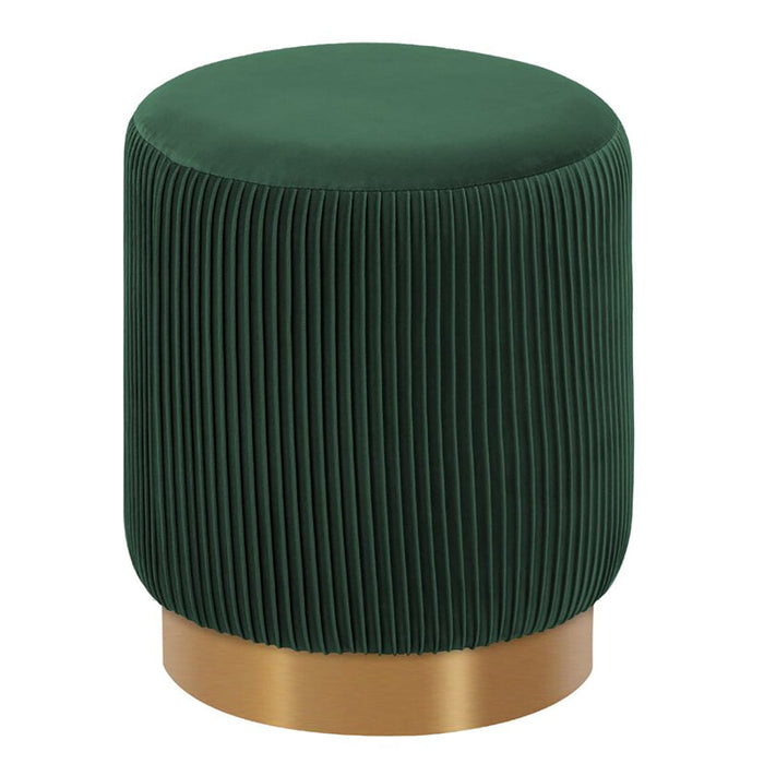 DOE BUCK ROUND  VELVET GOLD  OTTAMAN/POUFEE IN  GREEN