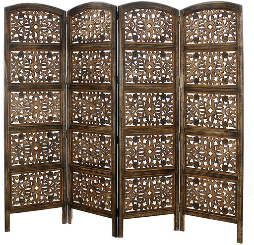 4 panel Wooden Partition Wooden Handcrafted Partition Room Divider Separator for Living Room Office Partition Screen Room Divider Wood Partitions for Home Kitchen & Office