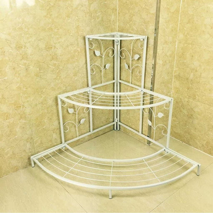 3 Tier Plant Stand Floral Corner Shelf Metal Flower Pot