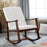 Master Mind Wooden Rocking Chair with Cushions (White) Teak Wood Rocking Chair for Living Room Home Garden Lounge Office