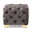 DOE BUCK SQUARE VELVET OTTOMAN/POUFEE IN GREY /GOLD