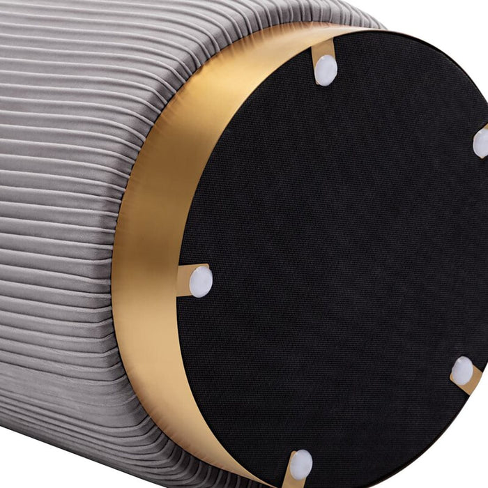 DOE BUCK ROUND VELVET GOLD OTTAMAN/POUFEE IN  GREY