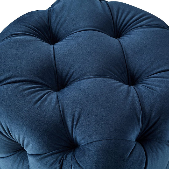 DOE BUCK SQUARE TUFTED VELVET OTTAMAN/POUFEE IN ROYAL BLUE