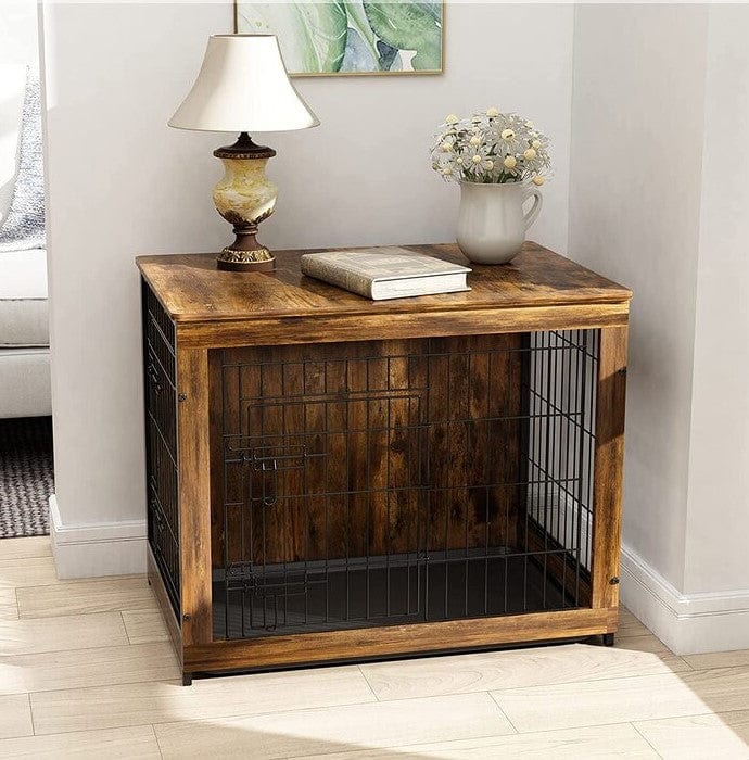 2 Doors Wooden Dog Crate With Tray