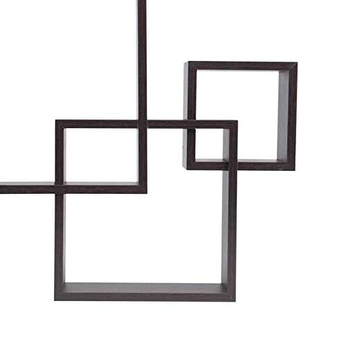 Wooden Wall Mounted Shelf Rack for Living Room Decor (Black) - Set of 4