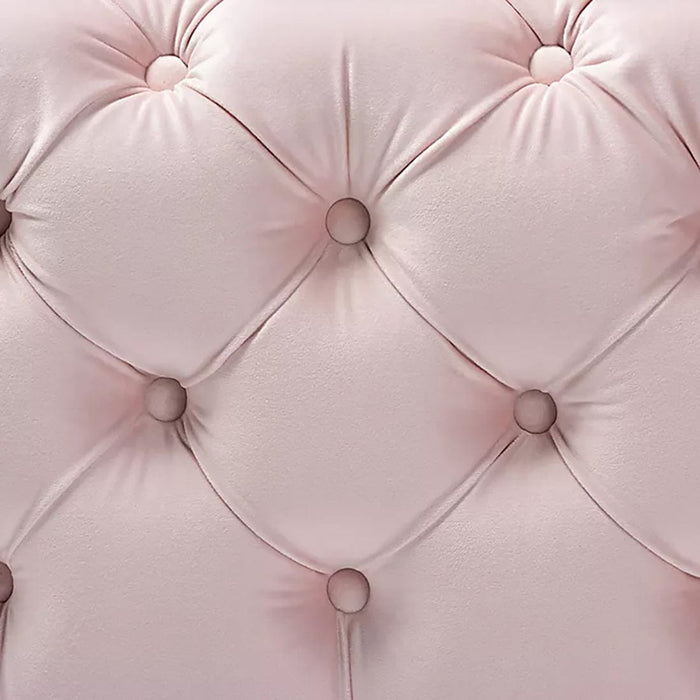 DOE BUCK SQUARE VELVET OTTOMAN/POUFEE IN PINK /GOLD