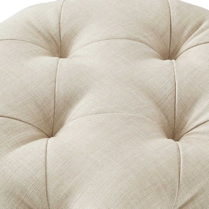 DOE BUCK SQUARE TUFTED VELVET OTTAMAN/POUFEE IN CREAM