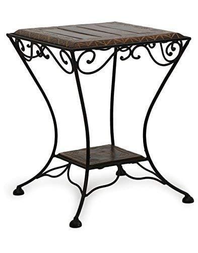 Wooden & Wrought Iron Stool/Chair (Black, 13 x 13 x 16 inch)