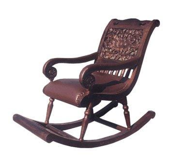 Hand Carved Rocking Chair-Brown