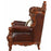 Royal Carved Wide Tufted Arm Chair Sofa (Teak Wood, Dark Brown)