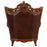 Royal Carved Wide Tufted Arm Chair Sofa (Teak Wood, Dark Brown)