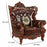 Royal Carved Wide Tufted Arm Chair Sofa (Teak Wood, Dark Brown)