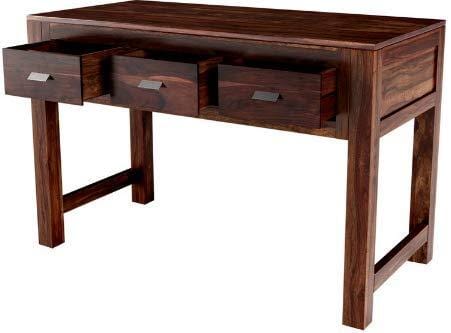 Standard Size Sheesham Wooden Three Drawer Study & Laptop Table in Provincial Teak Finishing