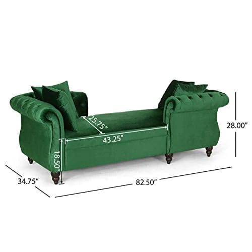 Christopher Knight Home Houck Chaise Lounge, Emerald + Dark Brown