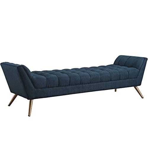 Century Modern Bench Large Upholstered Fabric in Azure