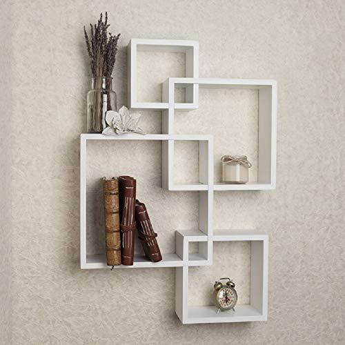 Wooden Wall Mounted Shelf Rack for Living Room Decor (Black) - Set of 4