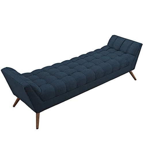 Century Modern Bench Large Upholstered Fabric in Azure