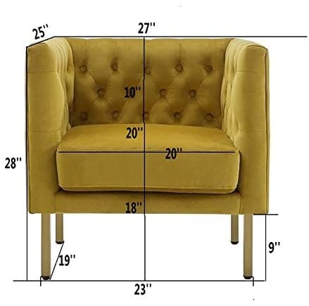 Tufted Club Chair with Metal Legs, Modern arm Chair for Living Room