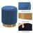 DOE BUCK ROUND  VELVET  GOLD OTTAMAN/POUFEE IN  BLUE