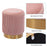 DOE BUCK ROUND  VELVET GOLD  OTTAMAN/POUFEE IN LIGHT  PINK