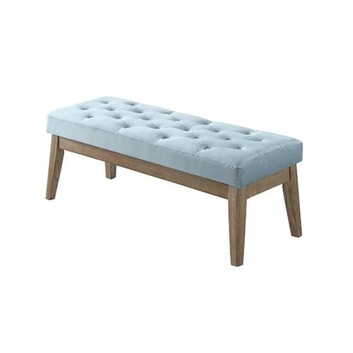 Velvet Upholstered Tufted Bench with Solid Wood Leg,Ottoman with Padded Seat-Seaglass