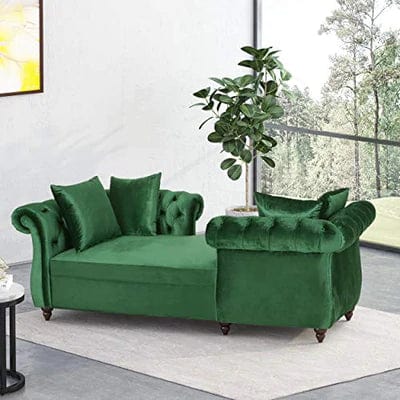 Christopher Knight Home Houck Chaise Lounge, Emerald + Dark Brown