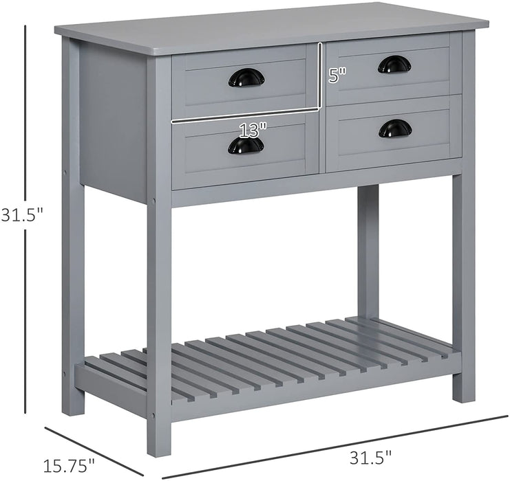 Sideboard Buffet Cabinet, Storage Serving Console Table with 4 Drawers and Slatted Bottom Shelf for Kitchen, Living Room