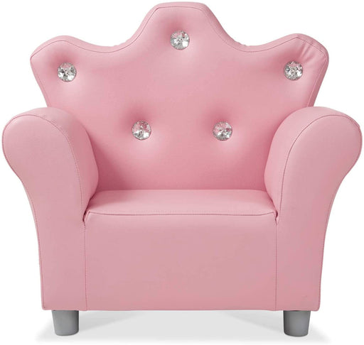 Pink Faux Leather Child’s Crown-Back Armchair (Kid’s Furniture)