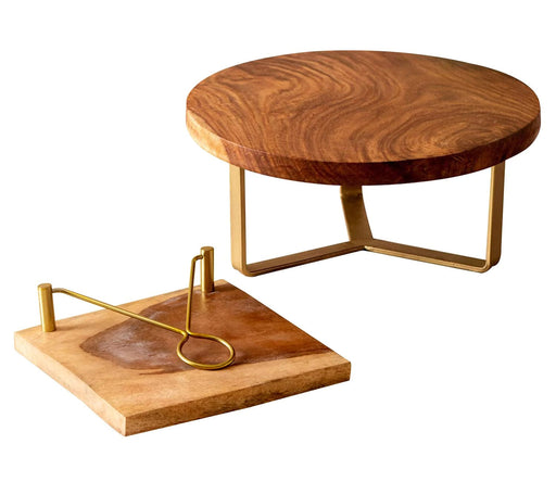 WOODEN CAKE STAND AND TISSUE HOLDER COMBO II FOOD GRADE