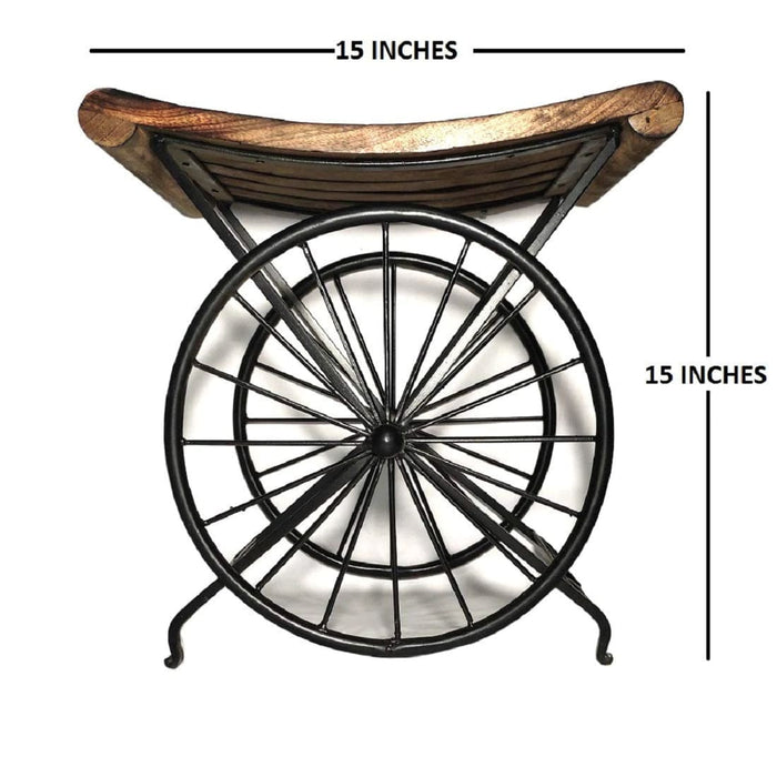 IRON WOODEN BEDSIDE TABLE | END TABLE SITTING STOOL FOR LIVING ROOM AND BEDROOM