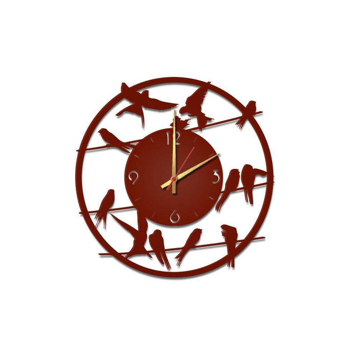 Birds on Wire Wooden Wall Clock