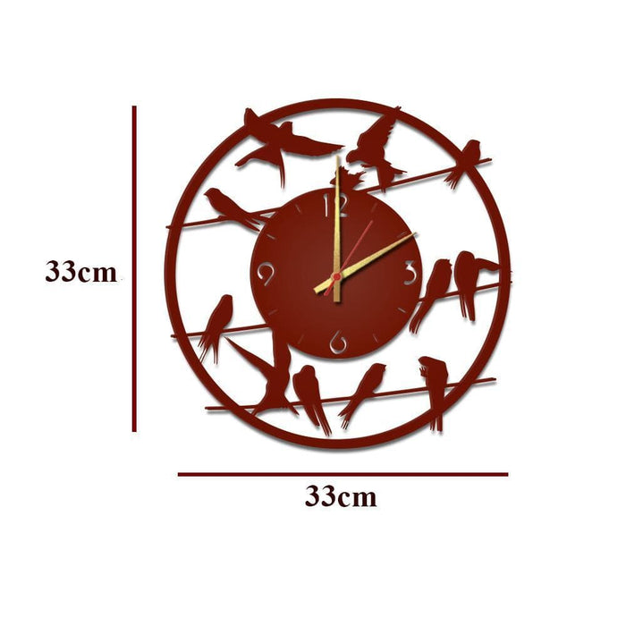 Birds on Wire Wooden Wall Clock