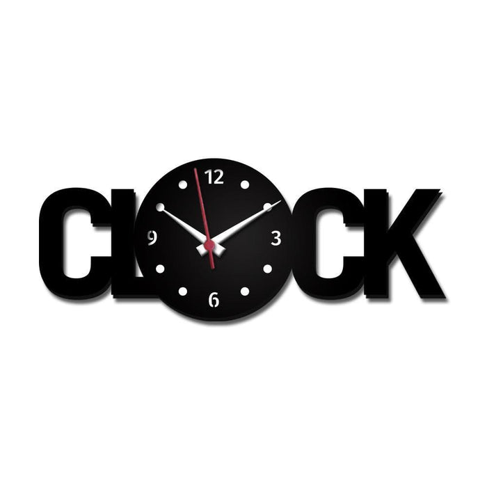 Clock Text Shape Wooden Wall Clock