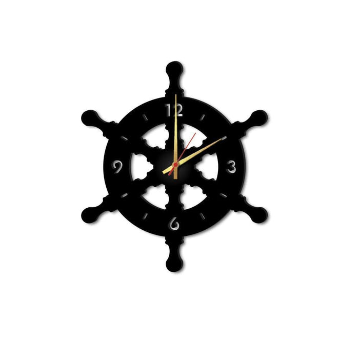 Ship Wheel Shape Wooden Wall Clock